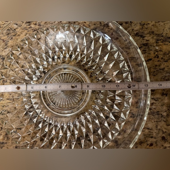 Indiana Glass Salad or Serving Bowl Diamond Point 3”X13” approx. Party Ware! - Picture 4 of 5
